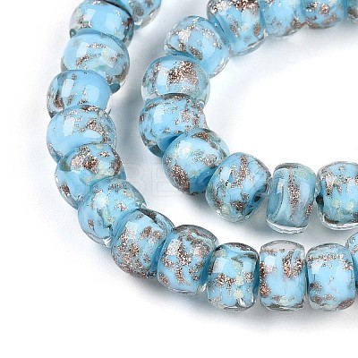 Luminous Handmade Gold Foil Glass Beads Strands FOIL-N029-02A-04-1