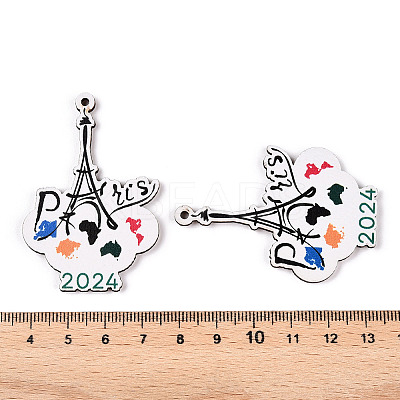 French Theme Printed Wood Pendants WOOD-N016-05-1