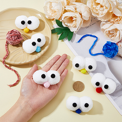 36Pcs 6 Colors DIY Craft Cartoon Movable Eye High-elastic Pom Pom Ball DIY-FH0005-60-1