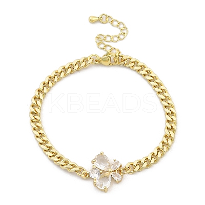 Brass Micro Pave Cubic Zirconia Link Bracelets BJEW-Z082-01G-02-1