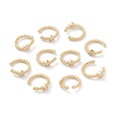 Brass Micro Pave Cubic Zirconia Cuff Earrings EJEW-H109-01H-G-1