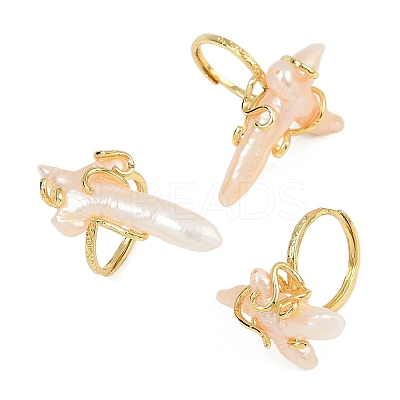 Cross Natural Pearl Finger Rings RJEW-K286-08G-1