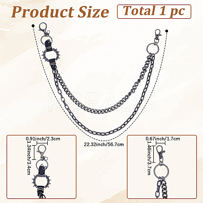 1Pc Alloy Double Layer Chain Belts for Pants AJEW-GF0011-93B-1