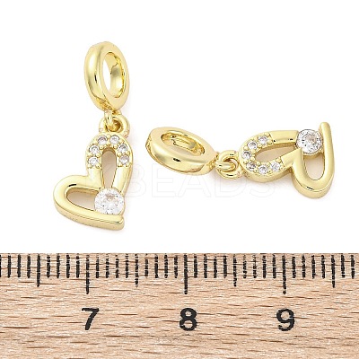 Brass Micro Pave Cubic Zirconia European Dangle Charms KK-D325-19G-02-1