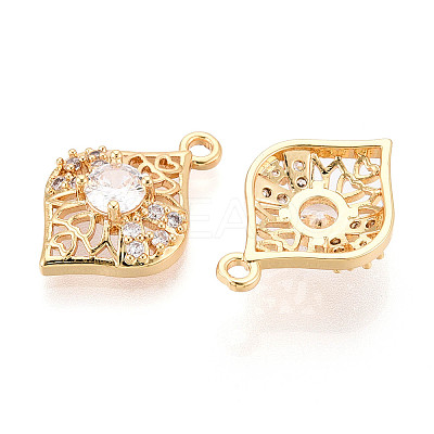 Brass Pave Clear Cubic Zirconia Pendants KK-T077-39G-1