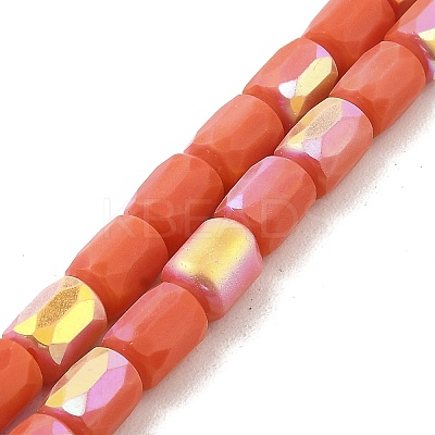 Frosted Imitation Jade Glass Beads Strands GLAA-P058-07B-14-1