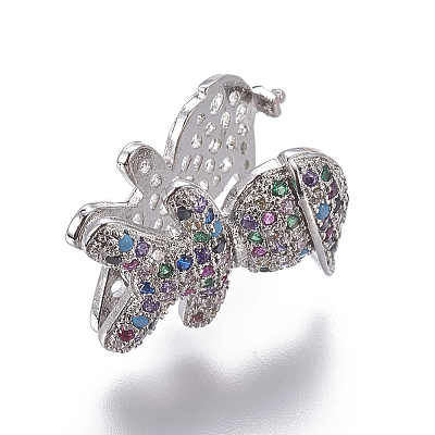 Brass Micro Pave Cubic Zirconia Slide Charms ZIRC-F099-21P-1