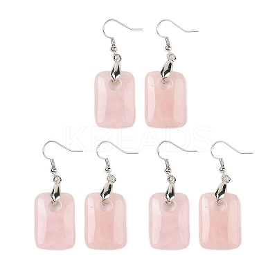 Natutal Rose Quartz Dangle Earrings EJEW-F343-E10-1