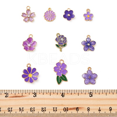 20Pcs 10 Styles Flower Alloy Enamel Pendants ENAM-FP0002-13-1