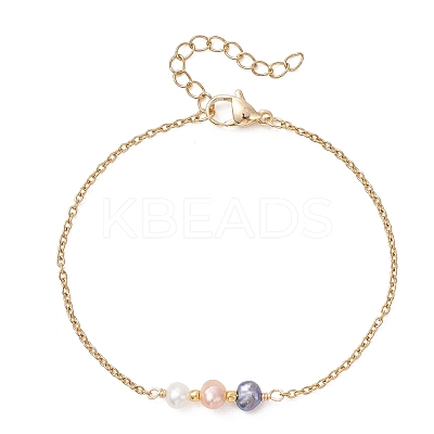 Natural Cultured Freshwater Pearl Beads Link Bracelets BJEW-JB13173-1