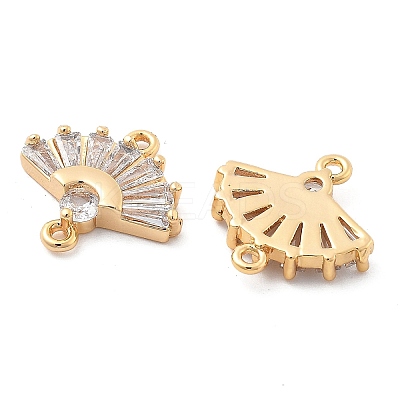 Brass Clear Cubic Zirconia Connector Charms KK-G516-08G-1