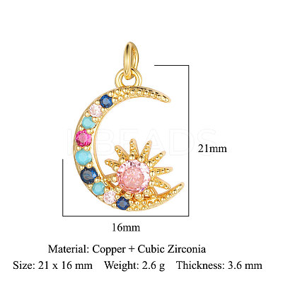 Brass Micro Pave Colorful Cubic Zirconia Pendants ZIRC-OY001-10G-1