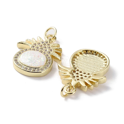 Rack Plating Brass Micro Pave Cubic Zirconia Fruit Pendants KK-C041-08G-1