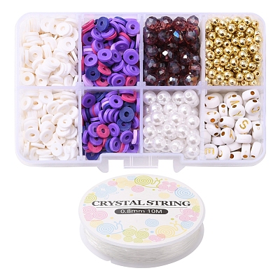 DIY Letter & Imitation Pearl & Heishi Beads Bracelet Making Kit DIY-YW0005-23D-1