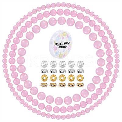 175Pcs Natural Rose Quartz Round Beads for DIY Jewelry Making DIY-SZ0005-98-1