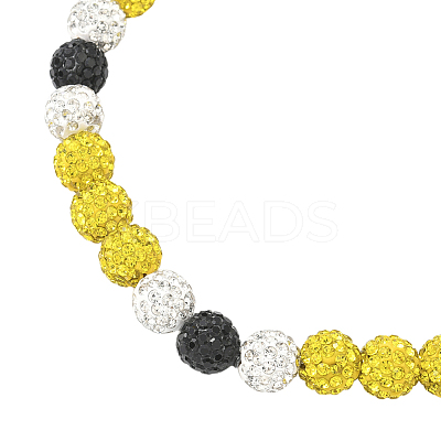 1Pc Polymer Clay Rhinestone Round Beaded Stretch Necklaces NJEW-SP0001-14L-1