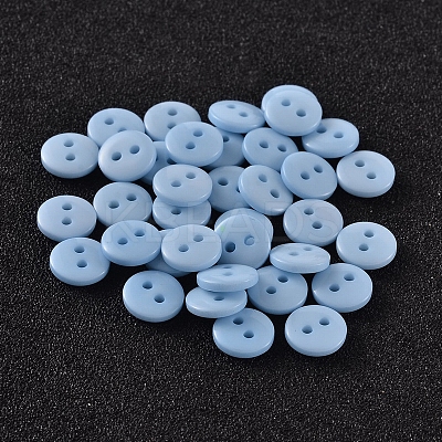 2-Hole Flat Round Resin Sewing Buttons for Costume Design BUTT-E119-18L-17-1