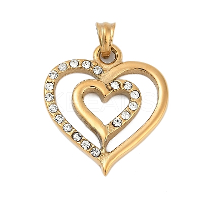 304 Stainless Steel Crystal Rhinestone Pendants STAS-Z097-14G-1