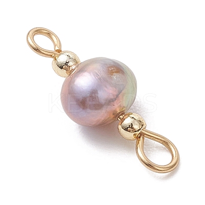 Natural Cultured Freshwater Pearl Potato Connector Charms PALLOY-JF04928-1