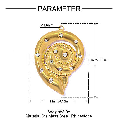 304 Stainless Steel Rhinestone Pendants STAS-OY017-62G-1