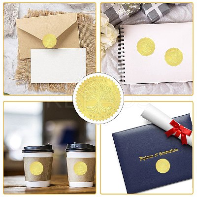 34 Sheets Self Adhesive Gold Foil Embossed Stickers DIY-WH0509-007-1