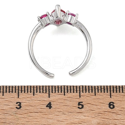 Brass Micro Pave Cubic Zirconia Cuff Open Rings for Women RJEW-L343-14P-01-1
