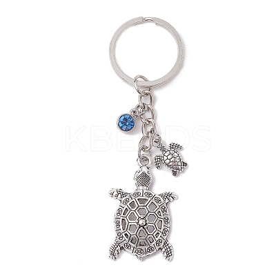 12Pcs 12 Colors Tortoise Alloy Pendant Keychain KEYC-JKC00702-1
