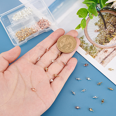 120Pcs 3 Style Brass Peg Bails Pendants Sets KK-PH0010-36-1