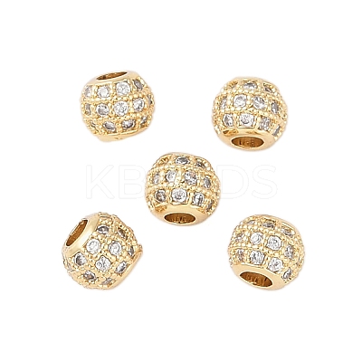 Rack Plating Brass Micro Pave Clear Cubic Zirconia Beads KK-Z060-21G-1
