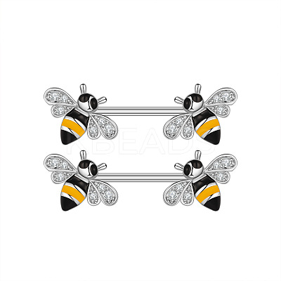 304 Stainless Steel Cubic Zirconia Nipple Rings WG0A897-03-1