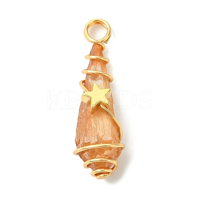 2Pcs Electroplated Natural Quartz Crystal Dyed Copper Wire Wrapped Pendants PALLOY-JF03174-01-1