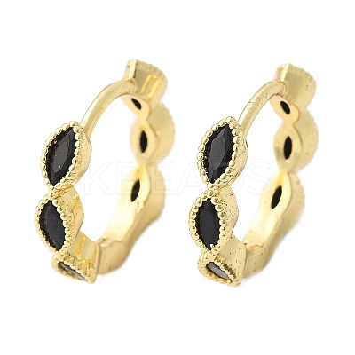 Brass Micro Pave Cubic Zirconia Huggie Hoop Earrings LS-EJEW-K083-34G-A-1