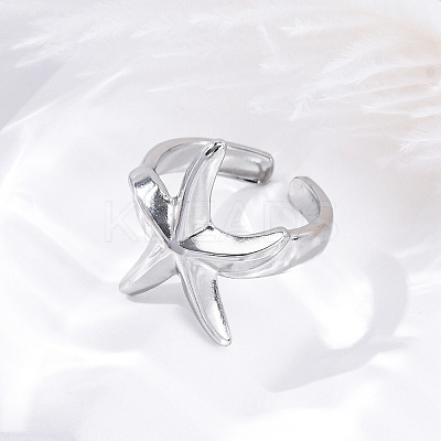 Stafish 304 Stainless Steel Open Cuff Rings for Women RJEW-F174-01P-1