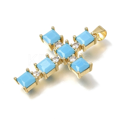 Brass Micro Pave Light Sky Blue Cubic Zirconia Pendants CU-CBAEEA8-20G-1