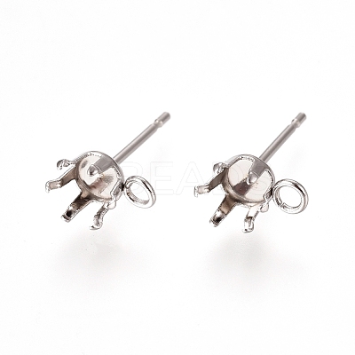 Non-Tarnish 304 Stainless Steel Post Stud Earring Settings STAS-L238-026D-P-1