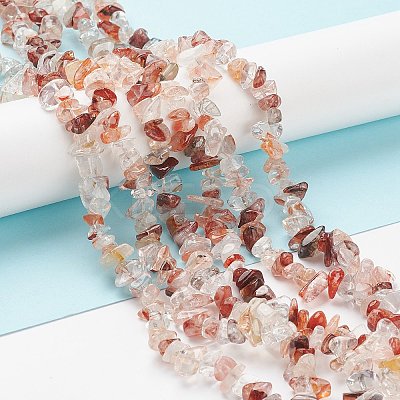 Natural Hematoid Quartz/Ferruginous Quartz Beads Strands F090-1