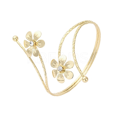 Lotus Alloy Arm Cuff Bangles for Girl Women LS-AJEW-A063-01E-G-1