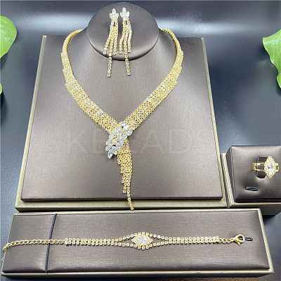 Alloy Rhinestone Bracelets & Earrings & Necklaces & Rings Sets FS-WG5A510-01-1