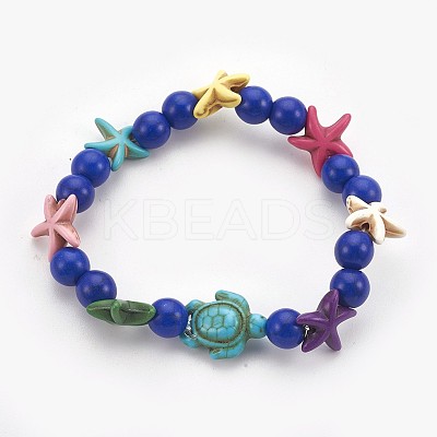 Synthetic Turquoise(Dyed) Beads Kids Stretch Bracelets BJEW-JB03889-1