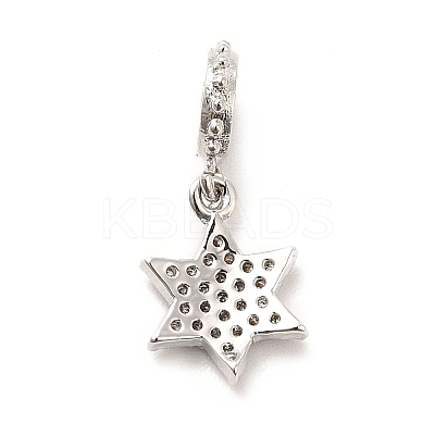 Rack Plating Brass Micro Pave Cubic Zirconia European Dangle Charms KK-K270-11P-1