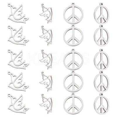 28Pcs 2Style 201 Stainless Steel Pendants STAS-UN0035-30-1
