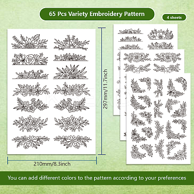 4 Sheets 11.6x8.2 Inch Stick and Stitch Embroidery Patterns DIY-WH0455-040-1