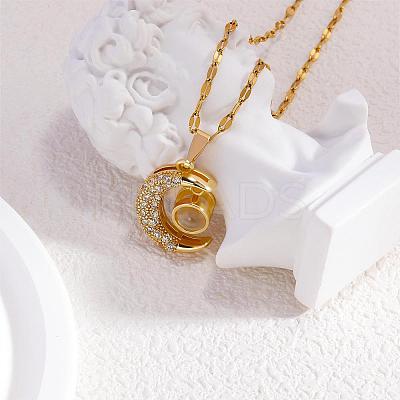 Mother's Day Moon Pendant Necklace I Love You in 100 Languages Projection Necklace Stainless Steel Charm Jewelry for Women Lovers Mom Girlfriends JN1115A-1