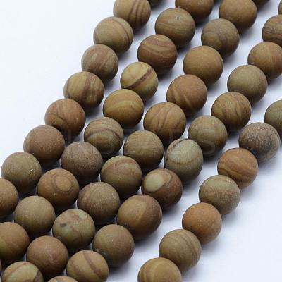 Natural Wood Lace Stone Wooden Jasper Beads Strands G-F518-21-10mm-1