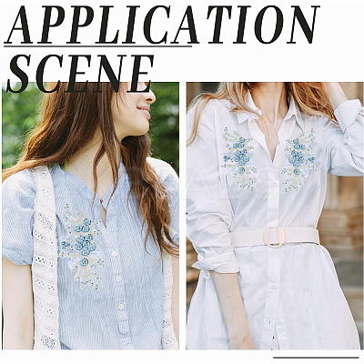 3D Flower Polyester Embroidery Sew on Appliques PATC-WH0012-02B-1