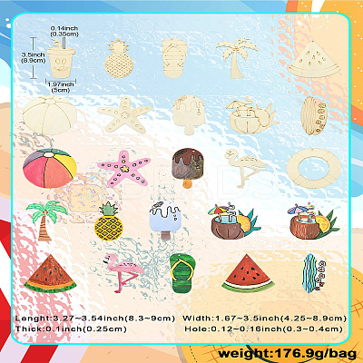 1Set Laser Cut Wood Shapes Pendants WOOD-CJ0002-23-1