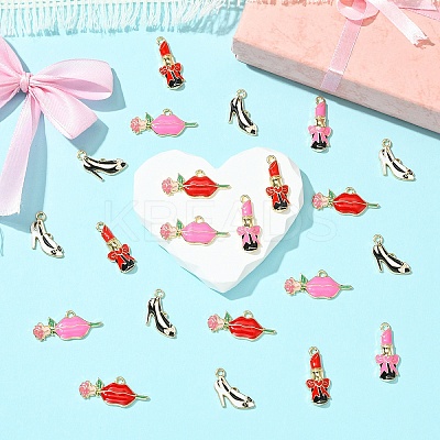 24Pcs 6 Styles Rack Plating Alloy Enamel Pendants ENAM-YW0005-71-1