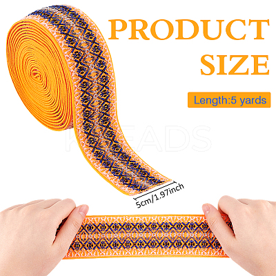 Vintage Jacquard Polyester Ribbon SRIB-WH0011-265-1