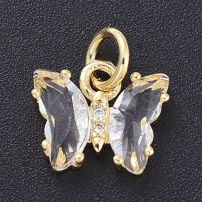 Brass Micro Pave Clear Cubic Zirconia Pendant ZIRC-P079-B01-17-1