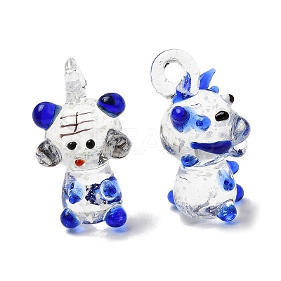 12Pcs Handmade Lampwork Pendants LAMP-P078-02-1